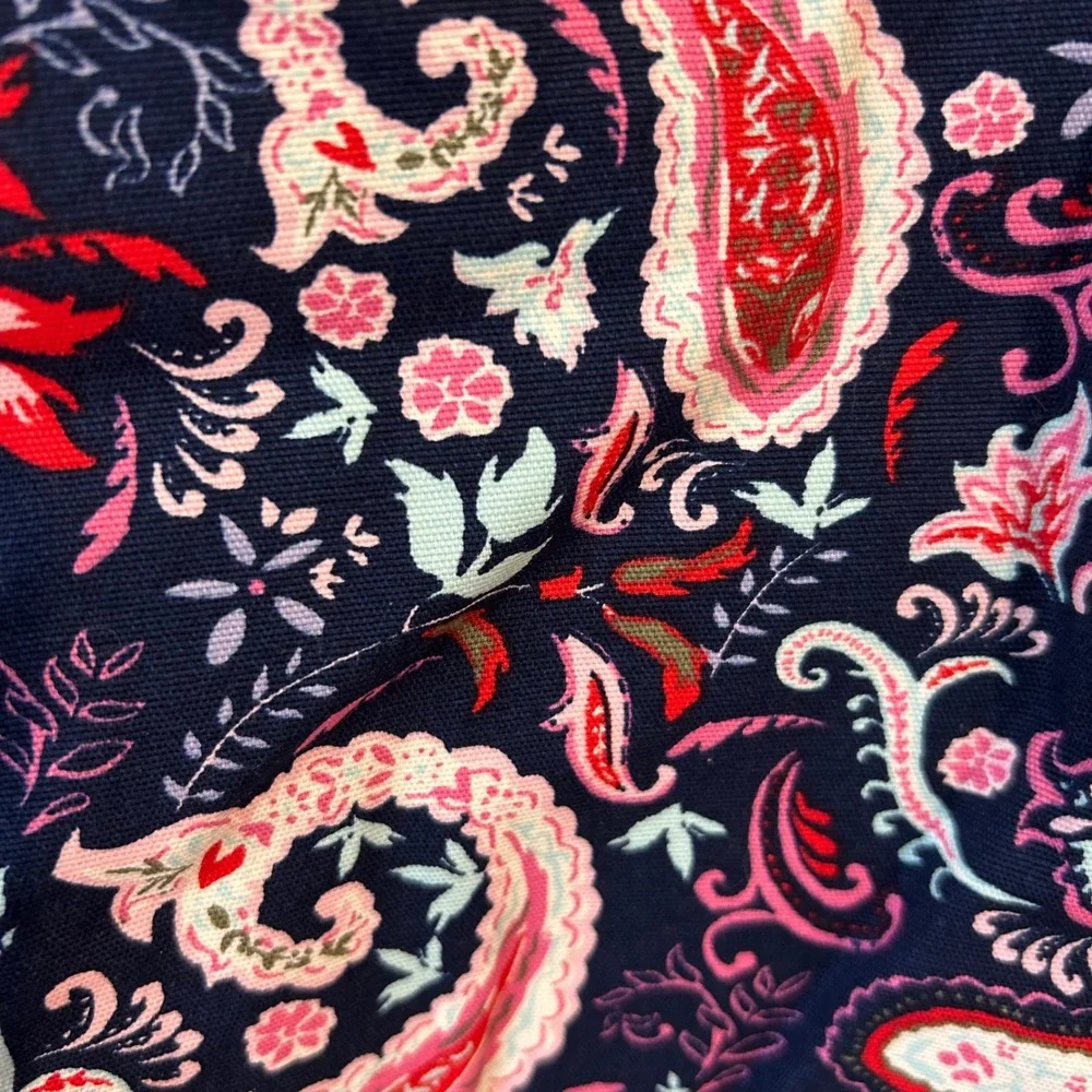 Talbots‎ Womens Navy Blue Pink Paisley Cotton Blend Pencil Skirt Size 14